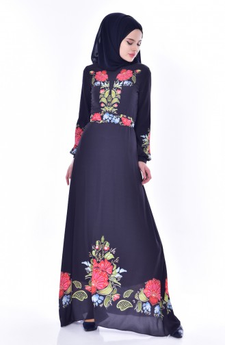 Navy Blue Hijab Dress 2602-01