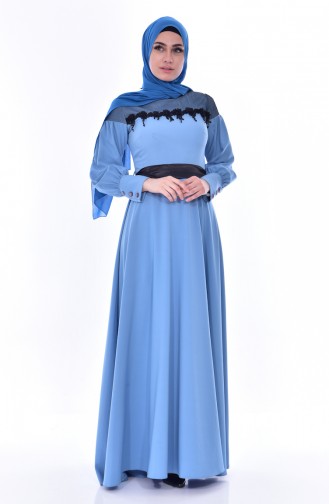 Kleid mit Spitzen 2683-03 Blau 2683-03