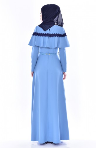 Hijab Kleid mit Gürtel 2721-01 Blau 2721-01