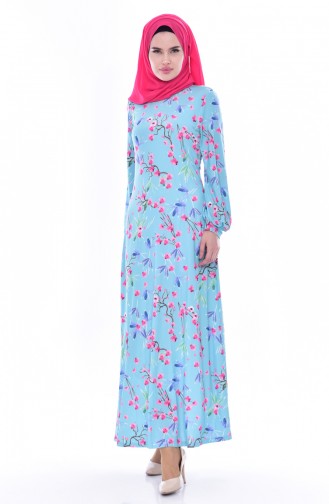 Flowered Dress 9025-01 Mint Green 9025-01