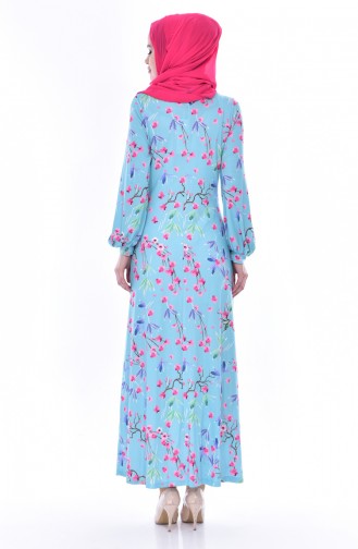 Flowered Dress 9025-01 Mint Green 9025-01