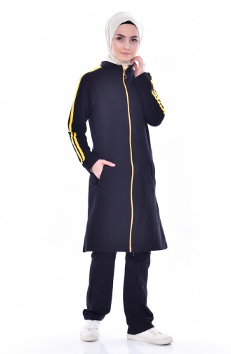 Zippered Tracksuit Suit 18085-03 Black Mustard 18085-03