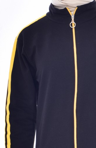 Zippered Tracksuit Suit 18085-03 Black Mustard 18085-03