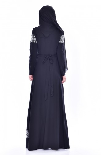 Schwarz Hijab Kleider 2526-01