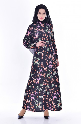 Flowered Dress 9025A-01 Black 9025A-01