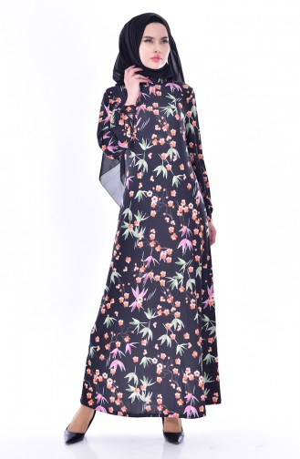 Flowered Dress 9025A-01 Black 9025A-01