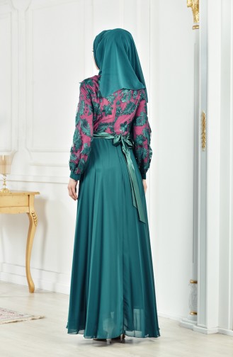 Sequined Evening Dress 2623-01 Emerald Green 2623-01
