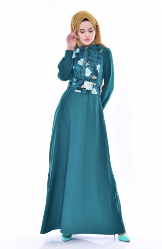 Kleid mit Spitzen 2710-02 Smaragdgrün 2710-02