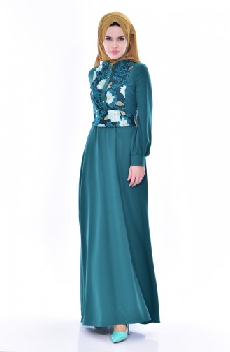 Kleid mit Spitzen 2710-02 Smaragdgrün 2710-02