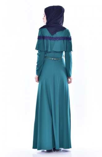 Hijab Kleid mit Gürtel 2721-02 Smaragdgrün 2721-02