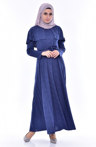 Kleid mit Umhang 1863-04 İndigo 1863-04