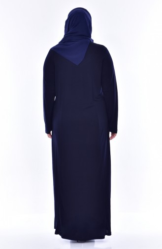 Robe İmprimée de Pierre Grande Taille 4492-02 Bleu Marine 4492-02