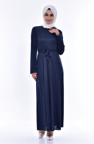 Pearl Belted Dress 1862A-05 Navy Blue 1862A-05