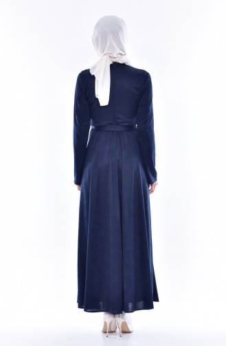 Robe Perlées a Ceinture 1862A-05 Bleu Marine 1862A-05