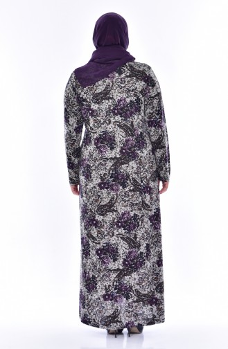 Large Size Pattern Dress 4438B-02 Black Purple 4438B-02