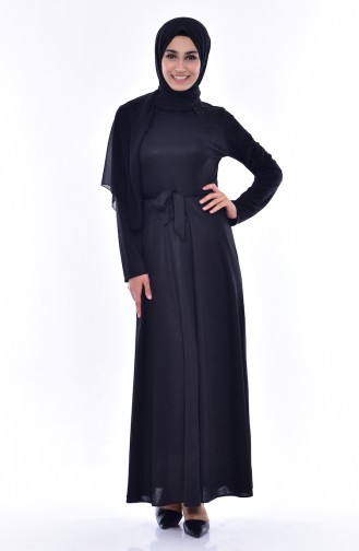 Pearl Belted Dress 1862A-01 Black 1862A-01