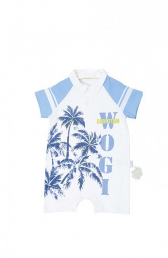 Baby Palm Patterned Overalls WG3021-01 Blue 3021-01