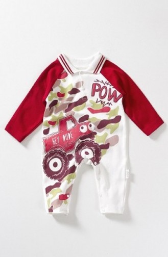 Baby Trolley Patterned Overalls WG3036-02 Claret Red 3036-02