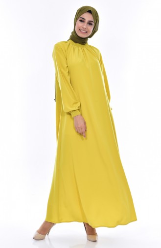 Neon Green Hijab Dress 0021-37