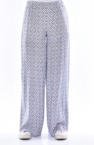Patterned Wide Leg Trousers 4002-01 Gray 4002-01