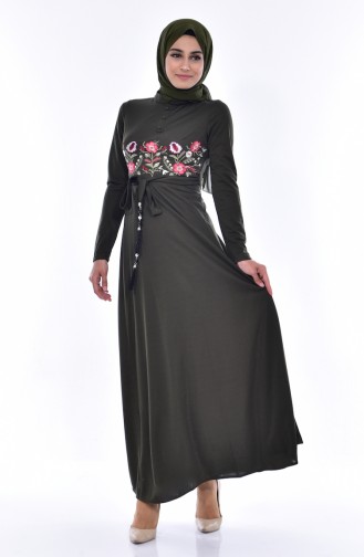 Khaki Hijab Dress 0552-04