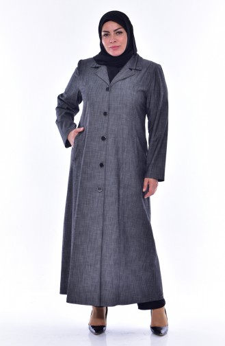 Übergröße Mantel mit Knöpfen 0202-01 Dunkel Grau 0202-01