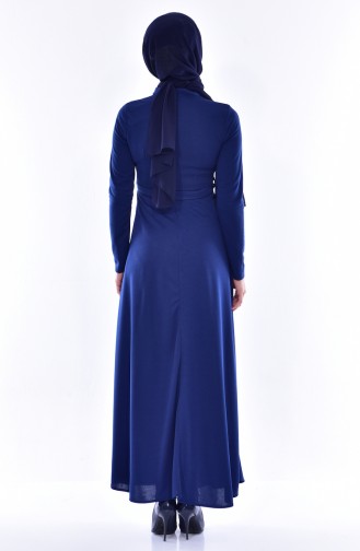 Navy Blue Hijab Dress 0552-06