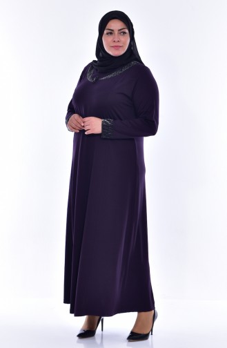 Large Size Garnish Dress 4416-02 Purple 4416-02