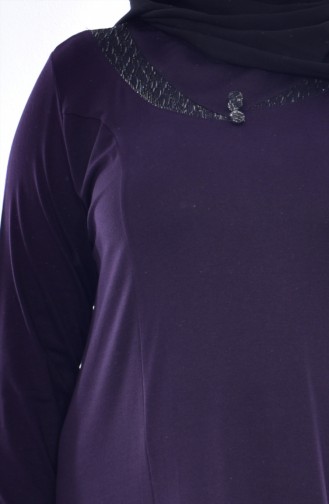 Large Size Garnish Dress 4416-02 Purple 4416-02