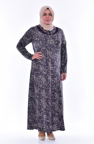 Large Size Pattern Dress 4438C-01 Purple 4438C-01