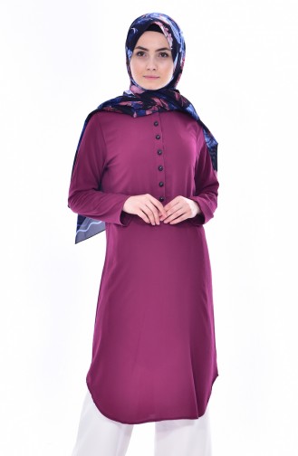 YNS Buttoned Tunic 3824-04 Plum 3824-04