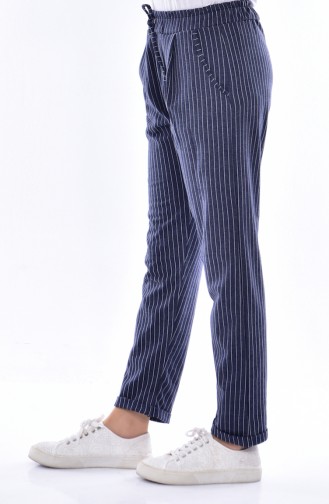 Pockets Striped Pants 1335-05 Light Navy Blue 1335-05