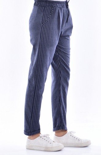 Pockets Striped Pants 1335-05 Light Navy Blue 1335-05