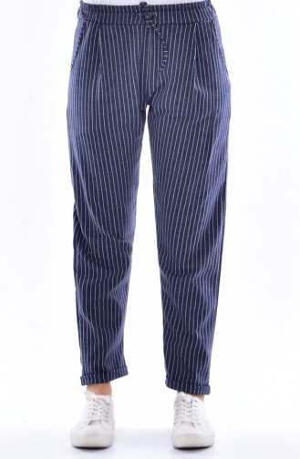Pockets Striped Pants 1335-05 Light Navy Blue 1335-05