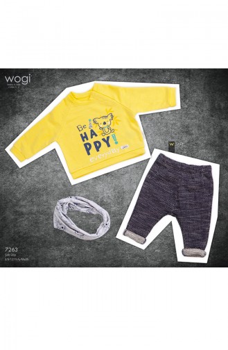 Be Happy Şallı 3 lü Set WG7263-04 Sarı