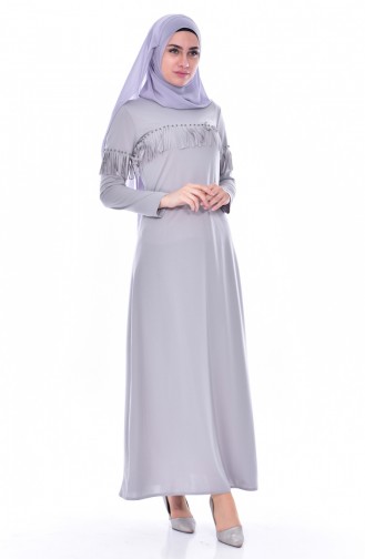 Tasseled Pearl Dress 4459-08 Light Gray 4459-08