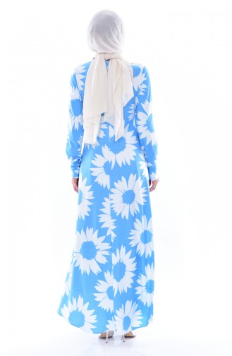 Robe a Motifs 4124A-07 Bleu Blanc 4124A-07