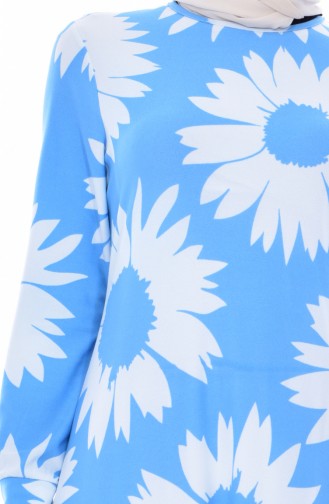 Robe a Motifs 4124A-07 Bleu Blanc 4124A-07