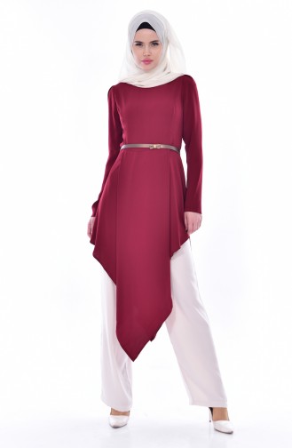 Belted Tunic Trousers Double Suit 0015- 01 Claret Red 0015-01