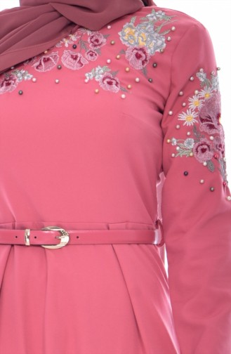 Robe Bordée a Ceinture 3289-04 Rose Pâle 3289-04