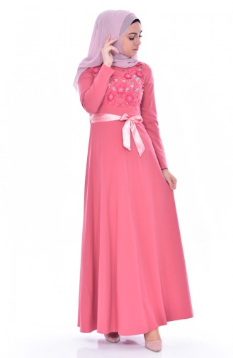 Embroidered Belted Dress 3319-06 Dried Rose 3319-06