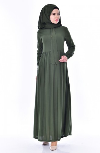 Fular Detaylı Elbise 1303-03 Haki