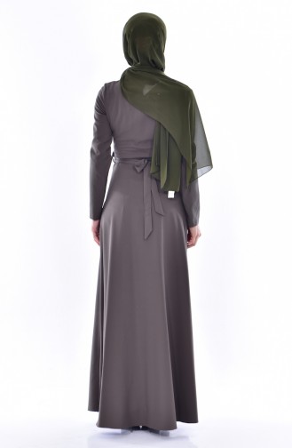 Khaki Hijab Dress 3288-03