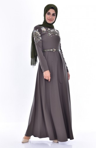 Embroideried Arched Dress 3289-05 Khaki 3289-05