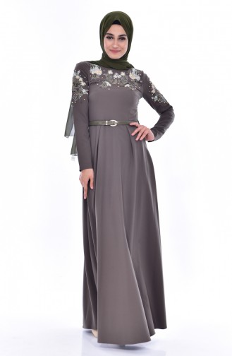 Embroideried Arched Dress 3289-05 Khaki 3289-05