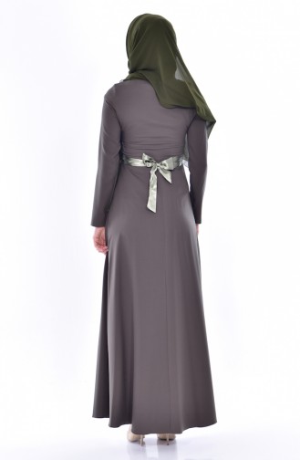 Kleid mit Stickerei 3319-04 Khaki 3319-04