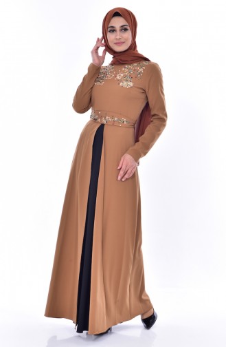 Dark Mustard Hijab Dress 3288-06