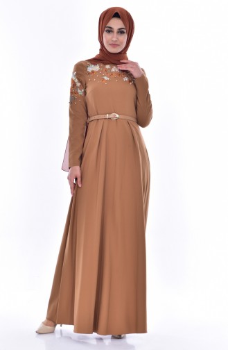 Embroidered Belt Dress 3289-02 Dark Mustard 3289-02