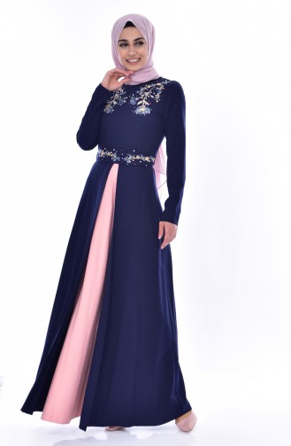 Embroideried Garment Dress 3288-04 Navy 3288-04