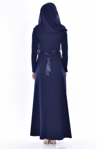 Dunkelblau Hijab Kleider 3319-03